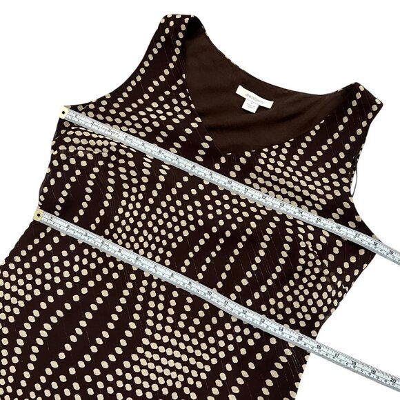 Vintage Dressbarn Polkadot Midi Slip Dress Brown 8 Bias Cut‎ 90s Y2K Whimsygoth - Picture 9 of 11